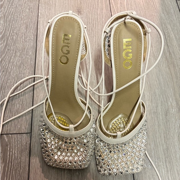 EGO Silver Rhinestone Heels - Picture 4 of 6